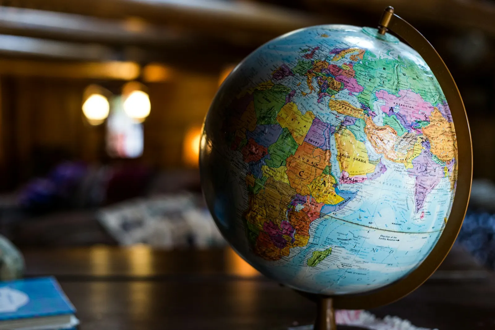 Globe showing countries and oceans